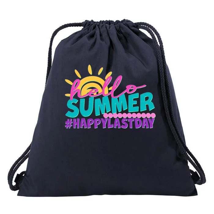 Cute Hello Summer #Happy Last Day Drawstring Bag