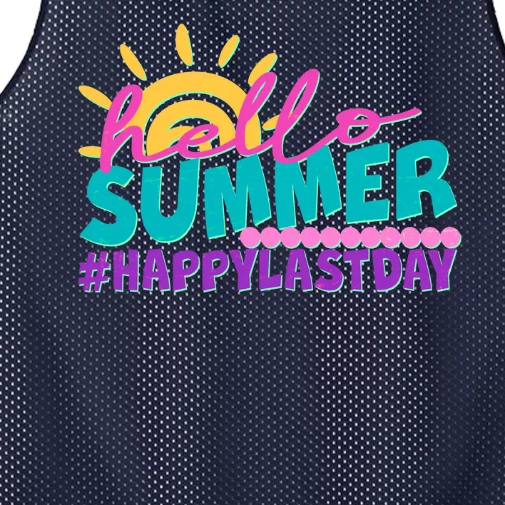 Cute Hello Summer #Happy Last Day Mesh Reversible Basketball Jersey Tank