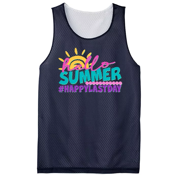 Cute Hello Summer #Happy Last Day Mesh Reversible Basketball Jersey Tank