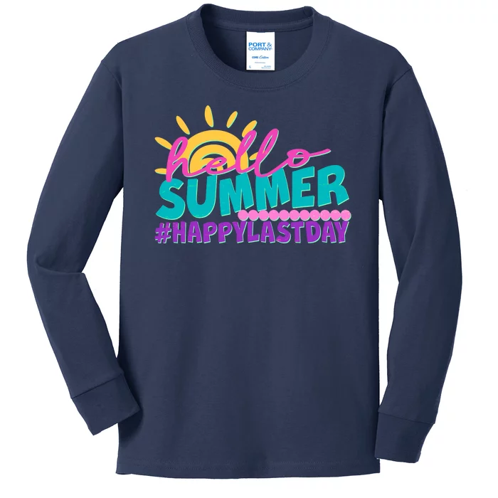 Cute Hello Summer #Happy Last Day Kids Long Sleeve Shirt