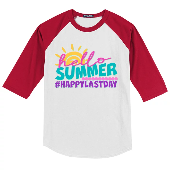 Cute Hello Summer #Happy Last Day Kids Colorblock Raglan Jersey