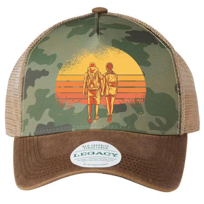 Couple Hiking Sunset Legacy Tie Dye Trucker Hat