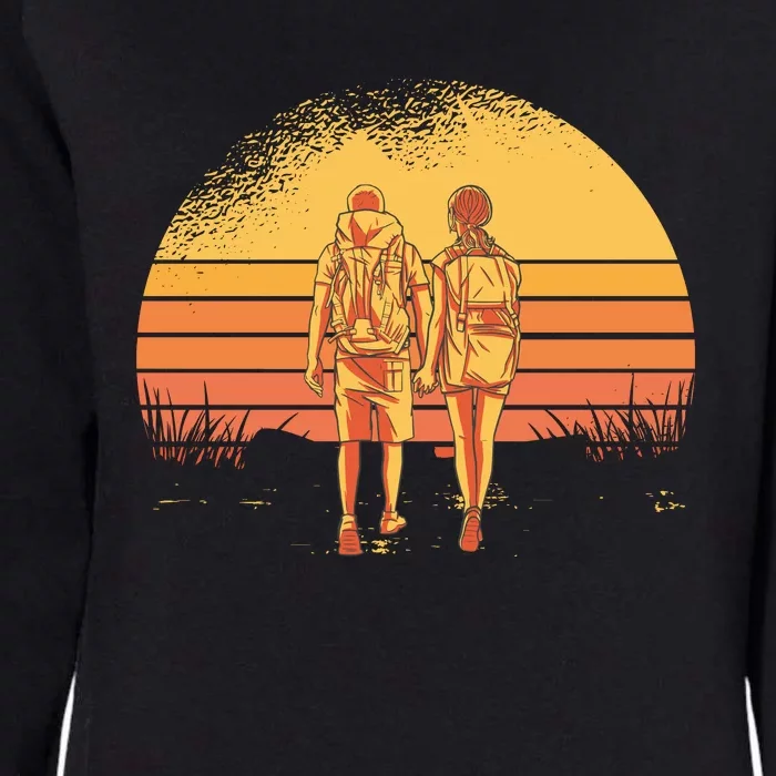 Couple Hiking Sunset Womens California Wash Sweatshirt