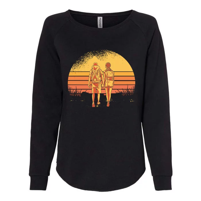 Couple Hiking Sunset Womens California Wash Sweatshirt