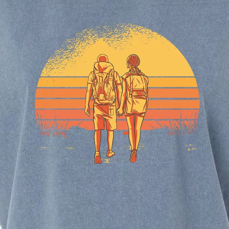 Couple Hiking Sunset Garment-Dyed Women's Muscle Tee