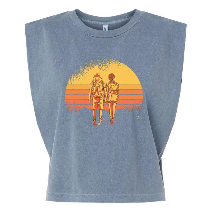 Couple Hiking Sunset Garment-Dyed Women's Muscle Tee