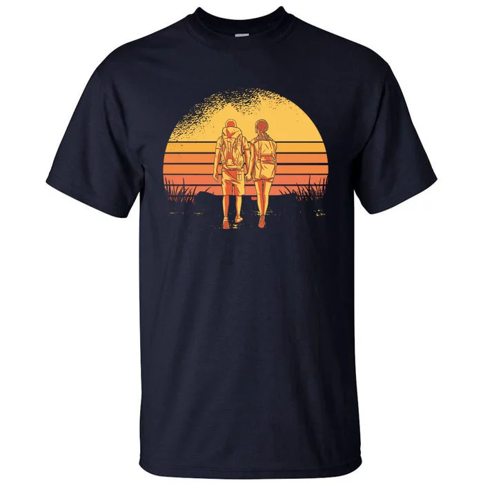 Couple Hiking Sunset Tall T-Shirt