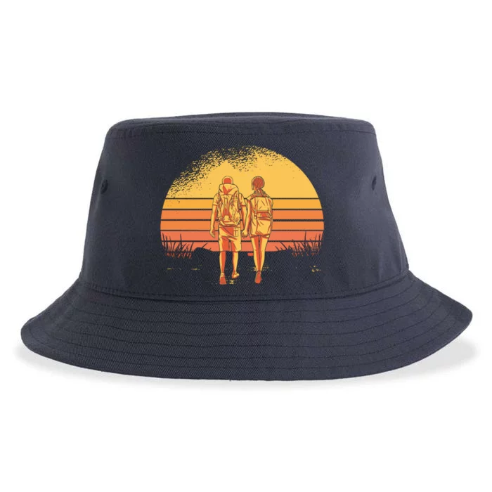 Couple Hiking Sunset Sustainable Bucket Hat