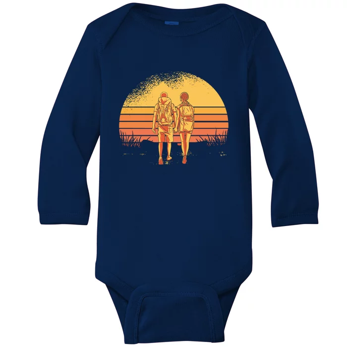 Couple Hiking Sunset Baby Long Sleeve Bodysuit