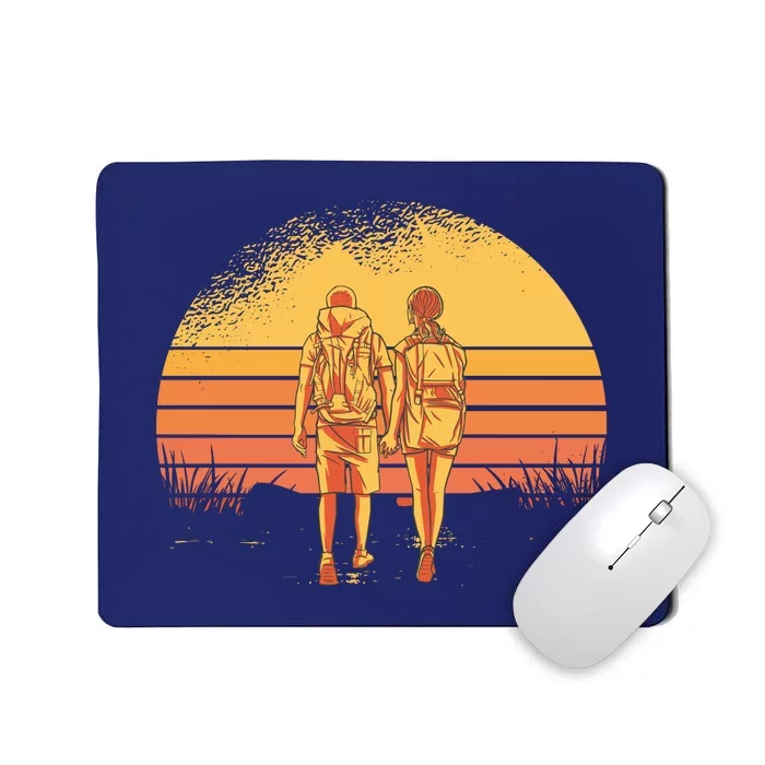 Couple Hiking Sunset Mousepad