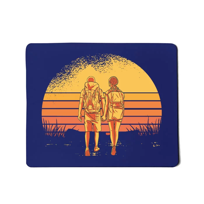 Couple Hiking Sunset Mousepad