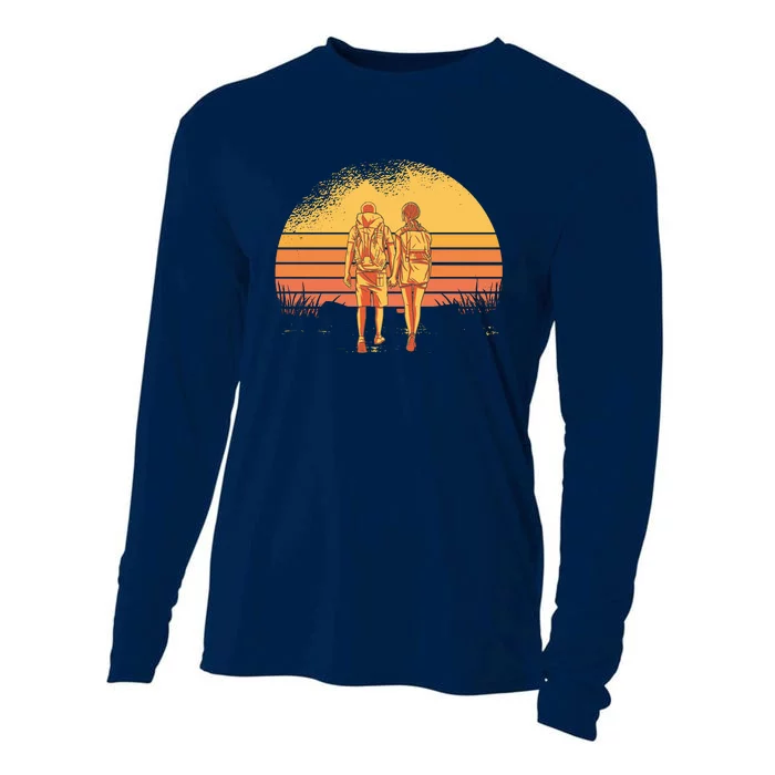 Couple Hiking Sunset Cooling Performance Long Sleeve Crew