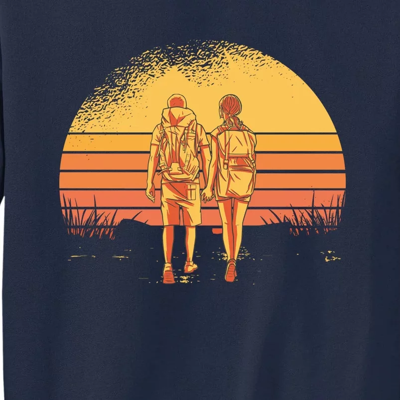 Couple Hiking Sunset Tall Sweatshirt