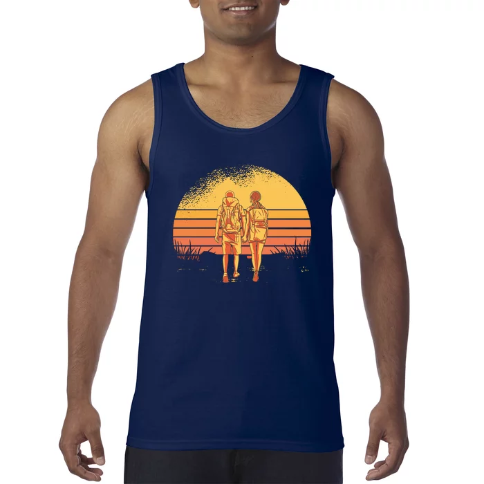 Couple Hiking Sunset Tank Top