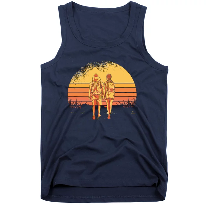 Couple Hiking Sunset Tank Top