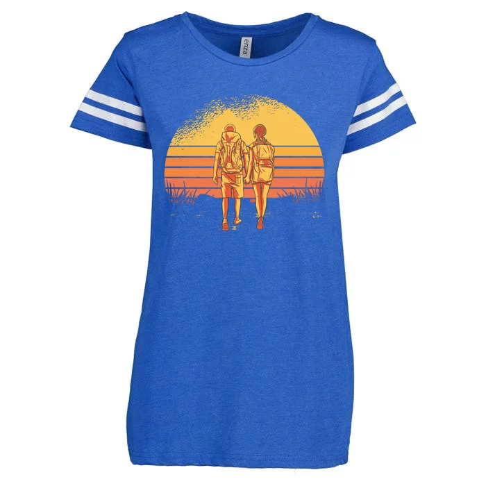 Couple Hiking Sunset Enza Ladies Jersey Football T-Shirt