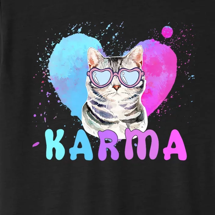 Cat Heart Shape Funny Gifts For Karma ChromaSoft Performance T-Shirt