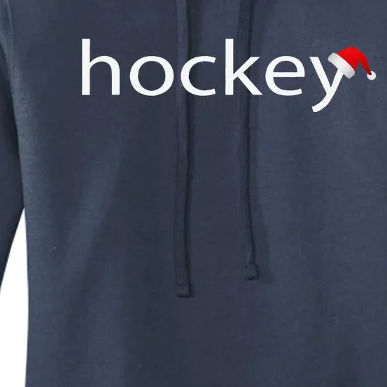 Christmas Hockey Santa Hat Ice Hockey Christmas Women's Pullover Hoodie