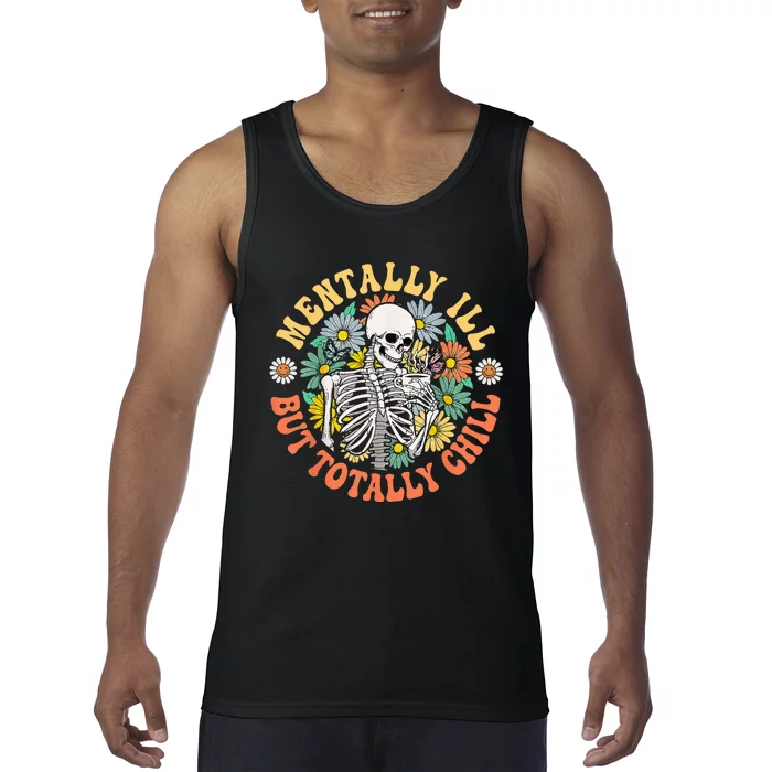 Chill Halloween Skeleton with a Groovy Twist Tank Top