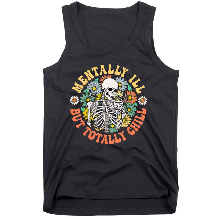 Chill Halloween Skeleton with a Groovy Twist Tank Top