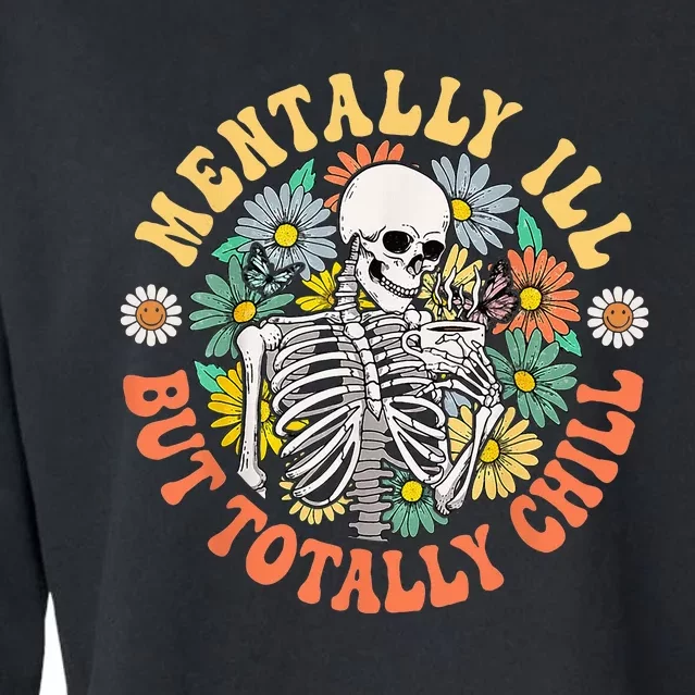 Chill Halloween Skeleton with a Groovy Twist Cropped Pullover Crew