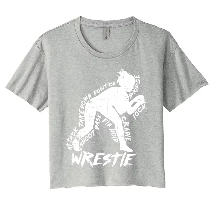 Cute High School Wrestling Gift For Mom Dad Gift For Girls Wrestling Gift Women's Crop Top Tee