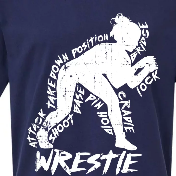 Cute High School Wrestling Gift For Mom Dad Gift For Girls Wrestling Gift Sueded Cloud Jersey T-Shirt