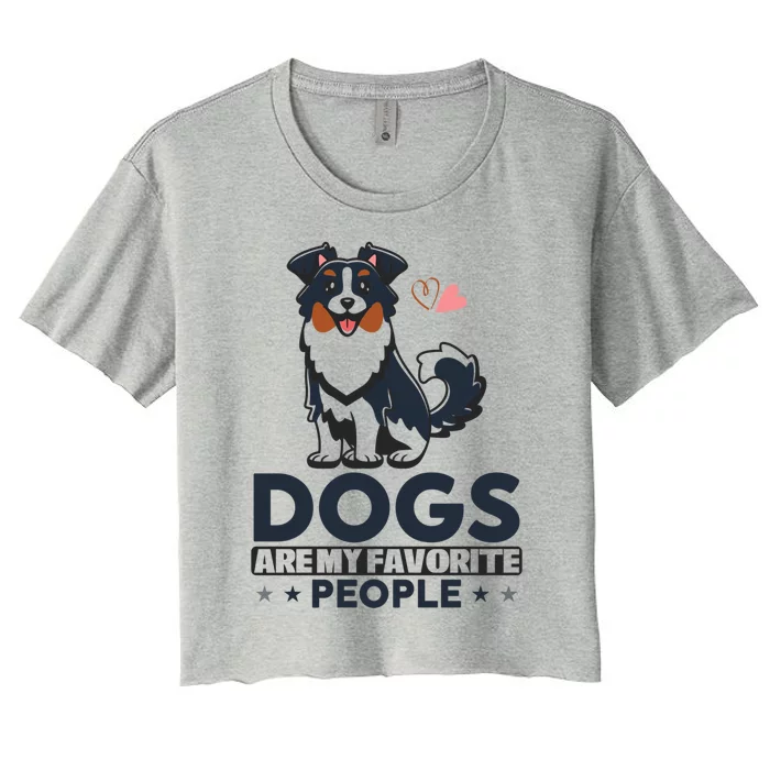 Colored Hearts Saying Funny Dogs Are My Favorite People Gift Women's Crop Top Tee