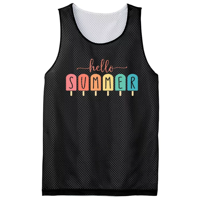 Colorful Hello Summer Popsicle Graphic Mesh Reversible Basketball Jersey Tank