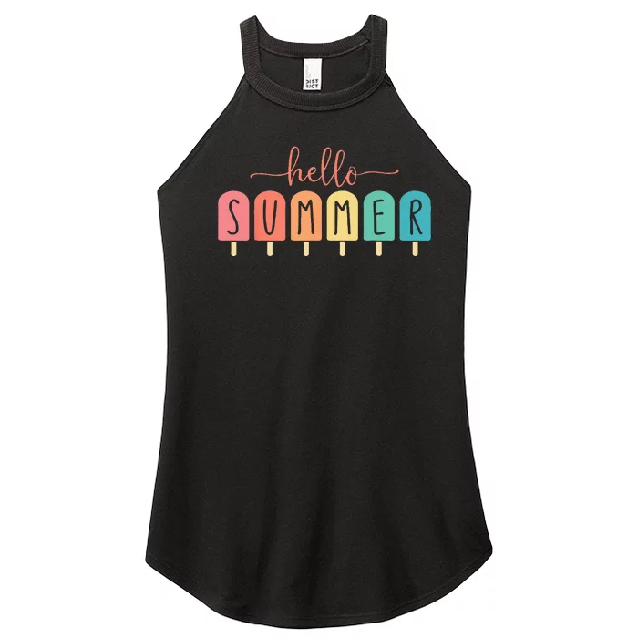 Colorful Hello Summer Popsicle Graphic Women’s Perfect Tri Rocker Tank