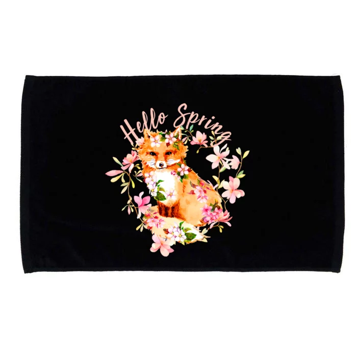 Cute Hello Spring Flower Fox Microfiber Hand Towel