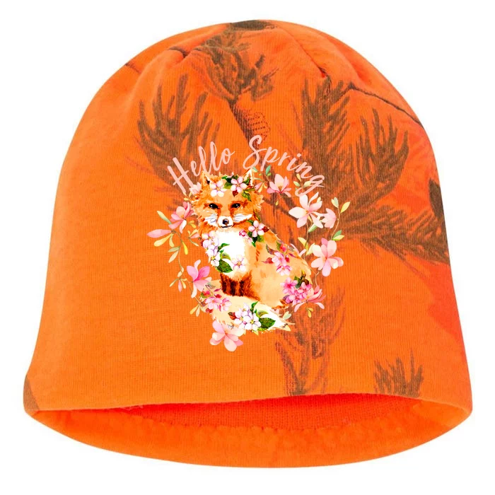 Cute Hello Spring Flower Fox Kati - Camo Knit Beanie