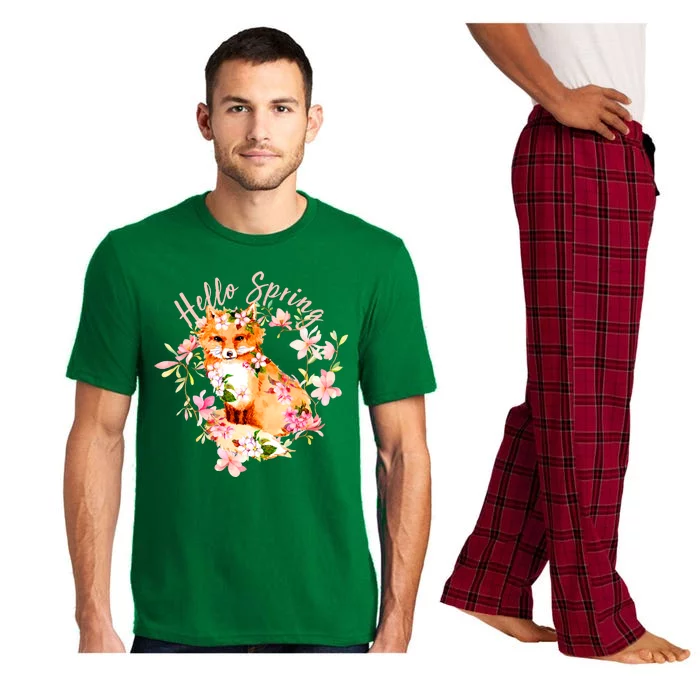 Cute Hello Spring Flower Fox Pajama Set