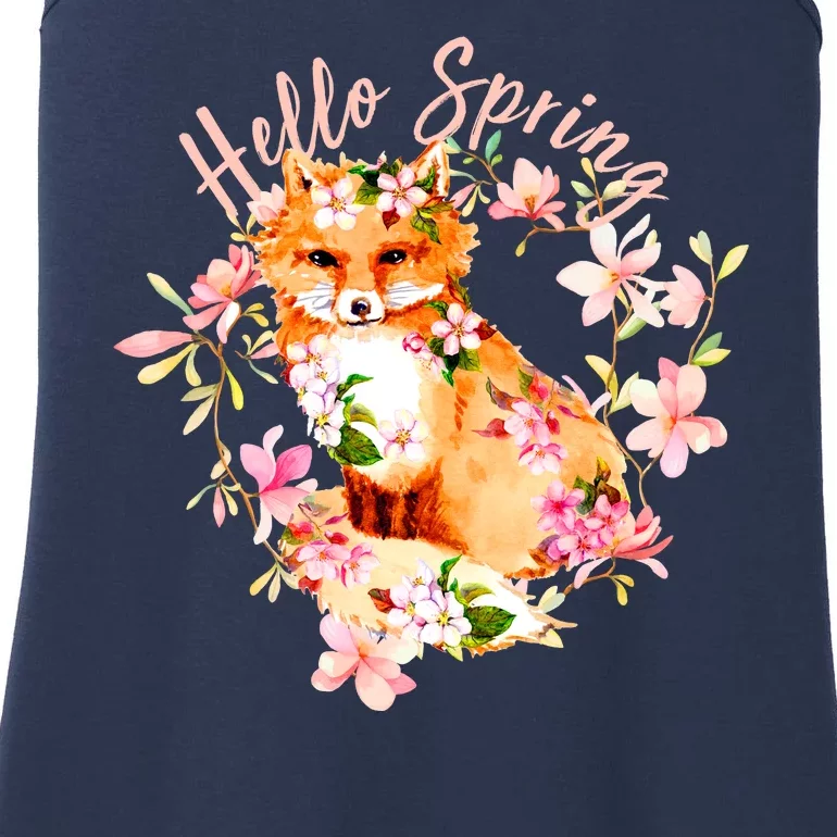 Cute Hello Spring Flower Fox Ladies Essential Tank