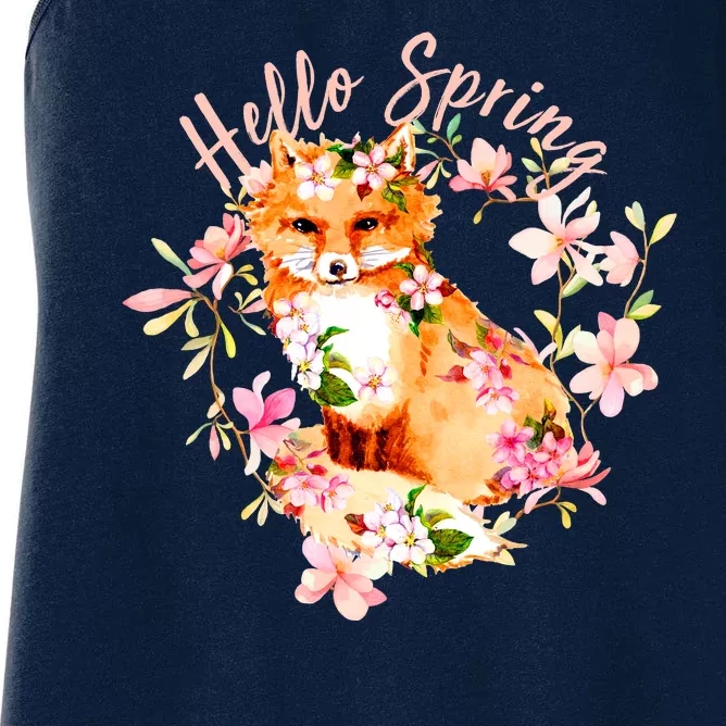 Cute Hello Spring Flower Fox Women's Racerback Tank