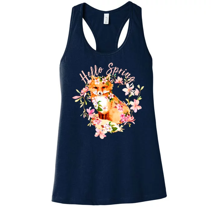 Cute Hello Spring Flower Fox Women's Racerback Tank