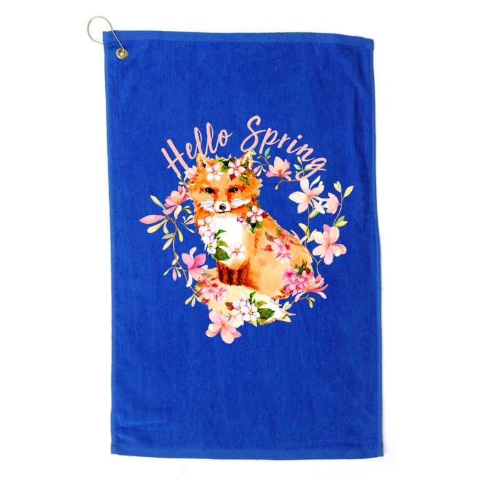 Cute Hello Spring Flower Fox Platinum Collection Golf Towel