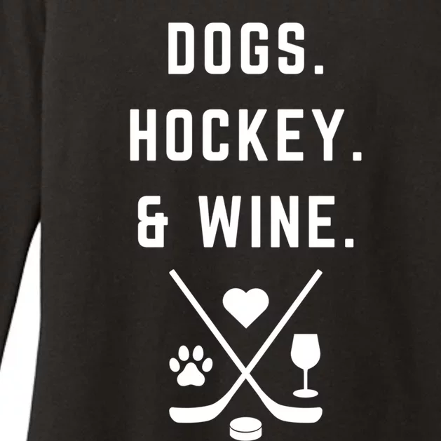 Cute Hockey Season Dogs Hockey And Wine Cute Gift Womens CVC Long Sleeve Shirt