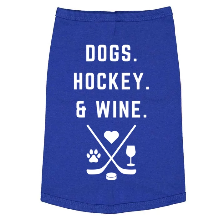 Cute Hockey Season Dogs Hockey And Wine Cute Gift Doggie Tank