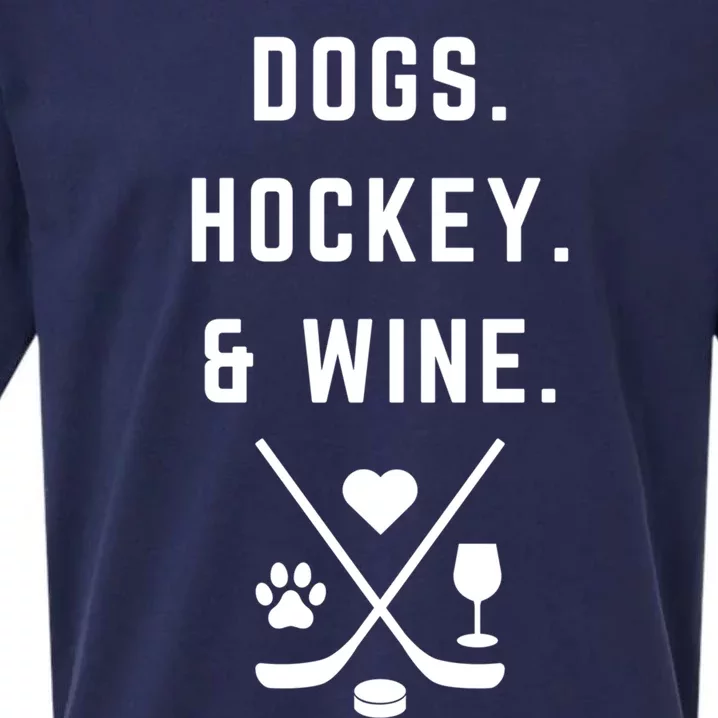 Cute Hockey Season Dogs Hockey And Wine Cute Gift Sueded Cloud Jersey T-Shirt