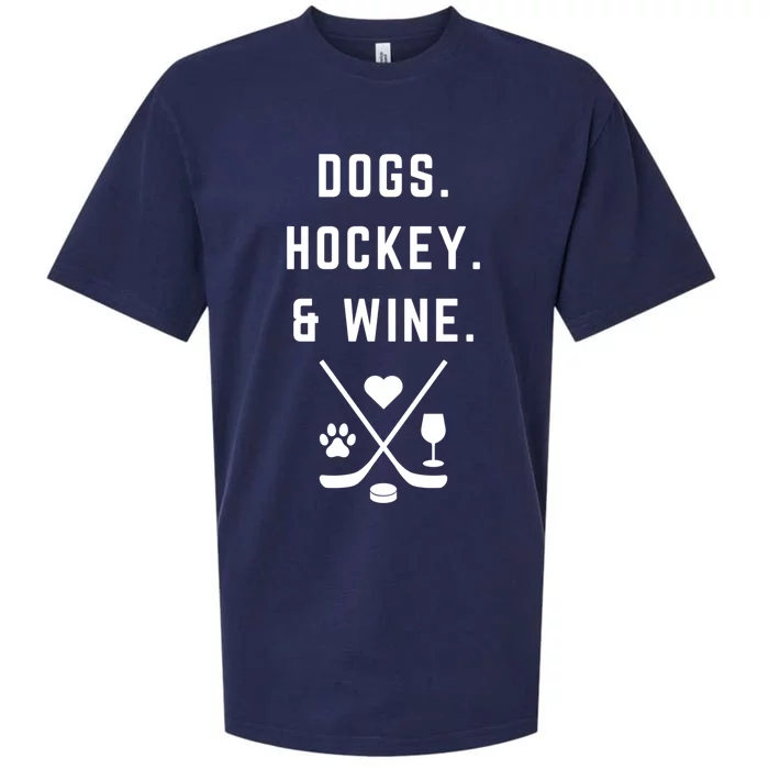 Cute Hockey Season Dogs Hockey And Wine Cute Gift Sueded Cloud Jersey T-Shirt