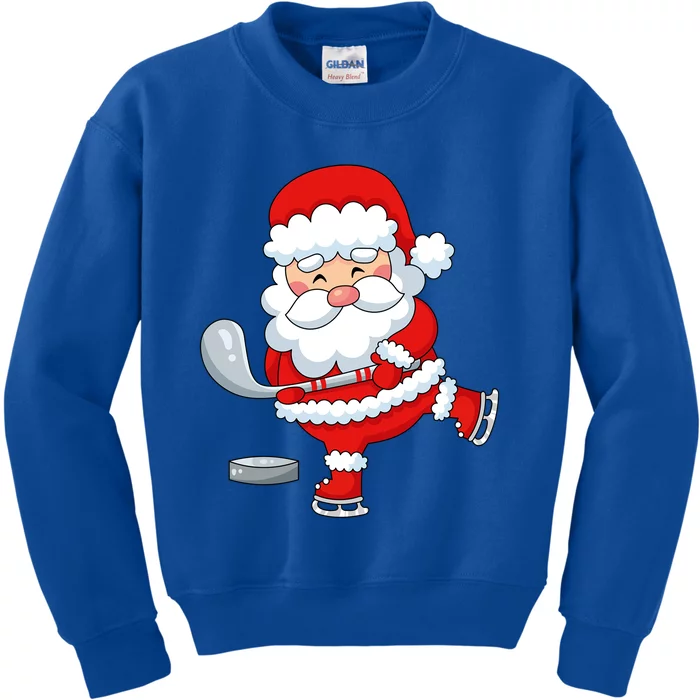 Christmas Hockey Santa Playing Hockey Santa Hockey Player Gift Kids Sweatshirt