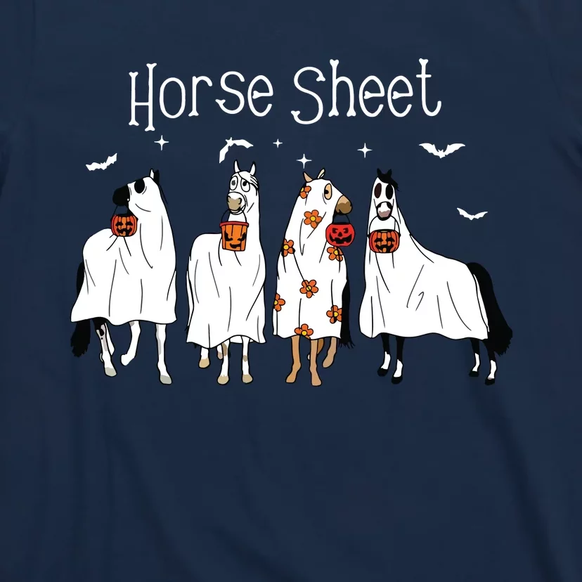 Cute Horse Sheet Spooky Season Ghost Horse Halloween Costume T-Shirt