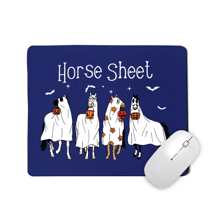 Cute Horse Sheet Spooky Season Ghost Horse Halloween Costume Mousepad