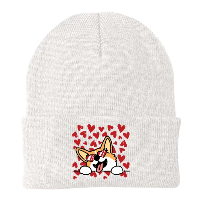 Corgi Heart Sunglasses Valentines Day Cute Dog Puppy Love Knit Cap Winter Beanie