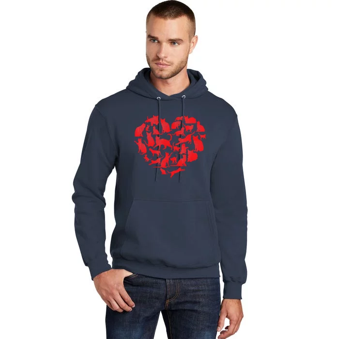 Cats Heart Shape Vintage Kitten Cats Hearts Valentines Day Tall Hoodie