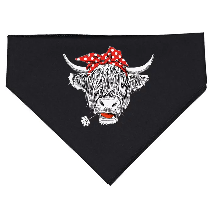 Cute Hairy Scottish Highland Cow For Wo USA-Made Doggie Bandana