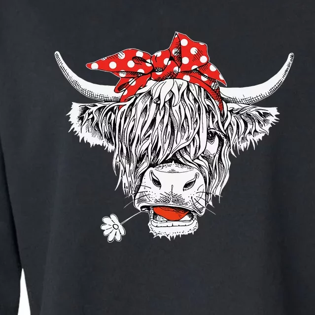 Cute Hairy Scottish Highland Cow For Wo Cropped Pullover Crew