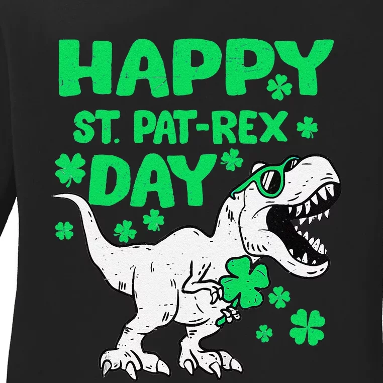 Cute Happy St PaTRex Dinosaur Saint Patrick's Day Ladies Long Sleeve Shirt