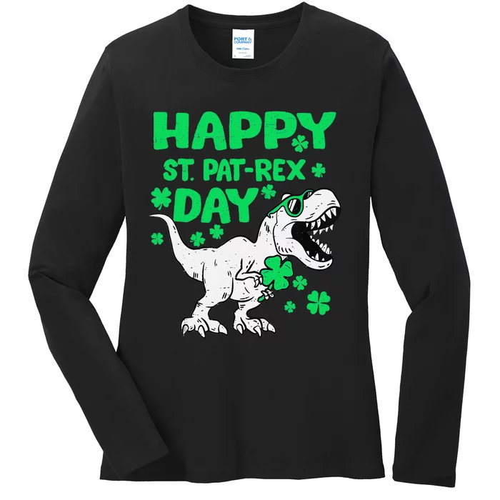 Cute Happy St PaTRex Dinosaur Saint Patrick's Day Ladies Long Sleeve Shirt